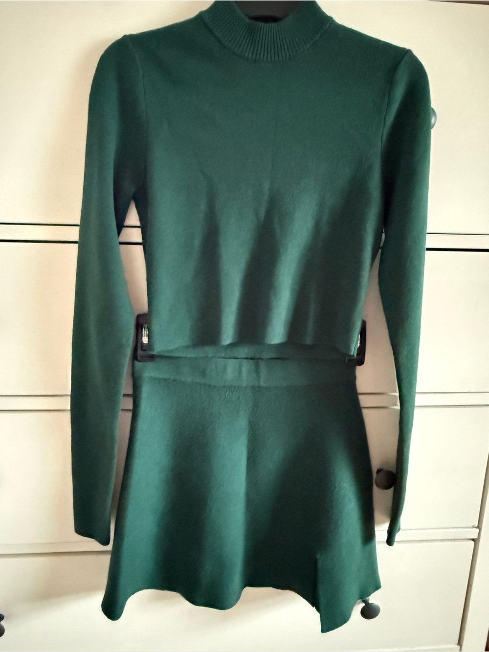 Altar’d State Green Skirt and Mock Neck Cropped Sweater Set Holidays Size XS